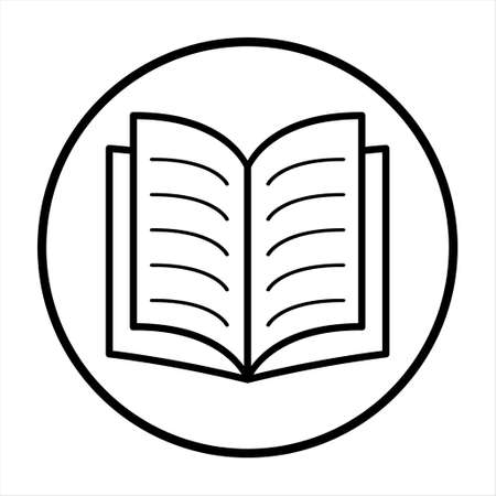Book icon, open education textbook, library vector illustration symbol. learning design isolated on white background.のイラスト素材