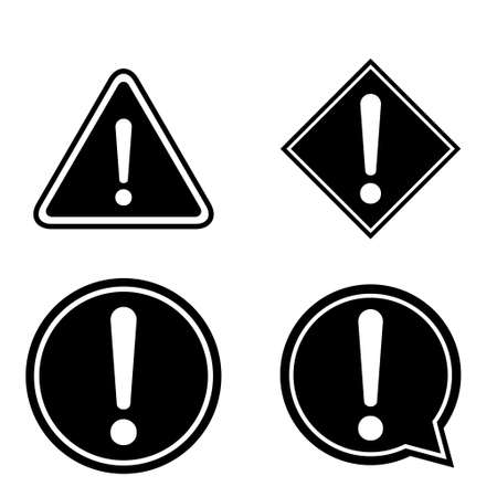 Set of hazard warning, warn symbol vector icon flat sign symbol with exclamation mark isolated on white background.のイラスト素材