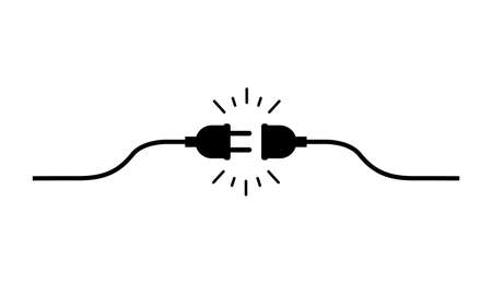 Connection and disconnection electric socket plug, error 404, web page not found vector illustration.のイラスト素材