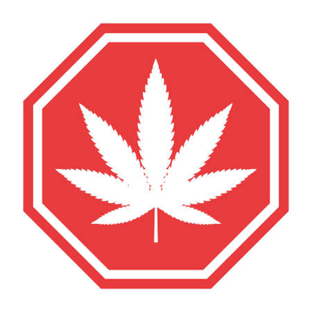 Mariuhana leaf symbol, danger marijuana or hemp icon, cannabis medical sign, weed drug vector illustration.のイラスト素材