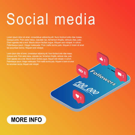 Congratulation isometric number lettering, Collection celebrate follower icon, web online post vector illustration.のイラスト素材
