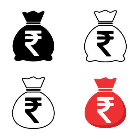 Set of Money bag icon isolated on white background. Bank symbol, profit graphic, flat web sign.のイラスト素材