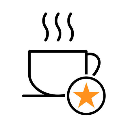 Coffee icon, breakfast drink cafe, cappuccino, hot simple isolated illustration, vector line.のイラスト素材