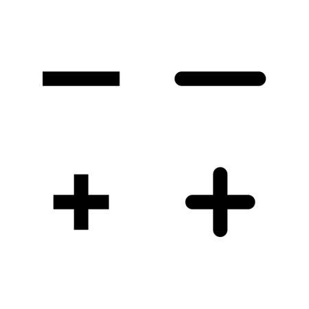 Set of plus and minus mathematics symbol, education maths icon, web element vector illustration design, finance sign.のイラスト素材