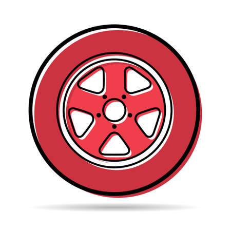 Auto car wheel icon, vehicle tire rim symbol, automotive race sport sign vector illustration.のイラスト素材