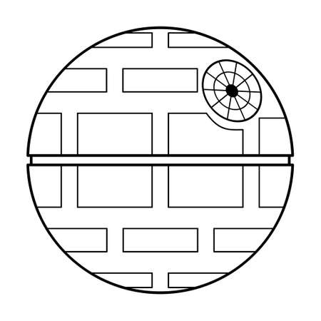 Death star icon, mobile space station symbol, circle galaxy planet vector illustration.のイラスト素材