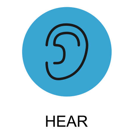 Human anatomy flat ear icon, hear health organ vector illustration, face part sign.のイラスト素材