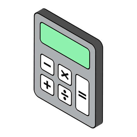 3D Calculator icon, mathematics web button vector illustration. Internet website finance technology design.のイラスト素材