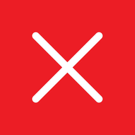 Cross mark icon, X sign, simple error design vector illustration, false choice symbol.