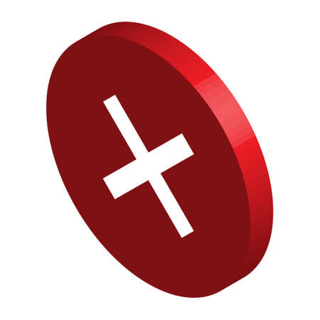 Cross isometric mark icon, X sign, simple error design vector illustration, false choice symbol.のイラスト素材