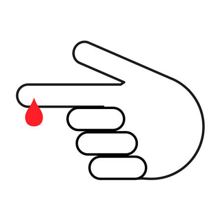 Hand finger with drop blood icon, medical health test symbol, control measurement vector illustration.のイラスト素材