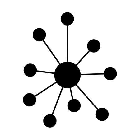 Hub flat network icon, connect structure vector symbol isolated on white background, technology system.のイラスト素材
