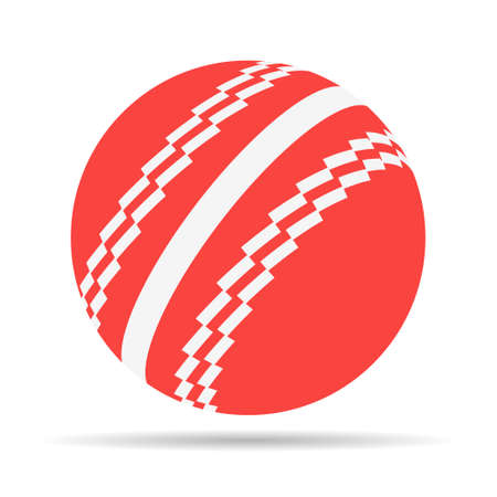 Cricket ball icon with shadow, equipment element closeup design, sport object vector illustration.のイラスト素材
