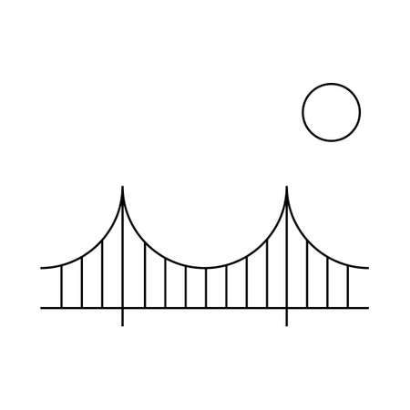 Silhouette bridge icon, urban architecture design, travel line construction symbol vector illustration.のイラスト素材