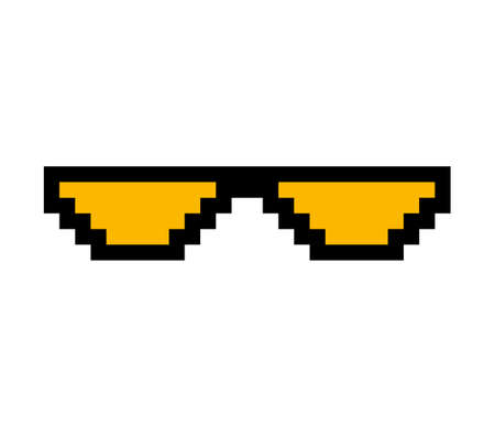 Fun retro pixel sun glass icon, life style meme sunglasses thug, vector illustration.のイラスト素材
