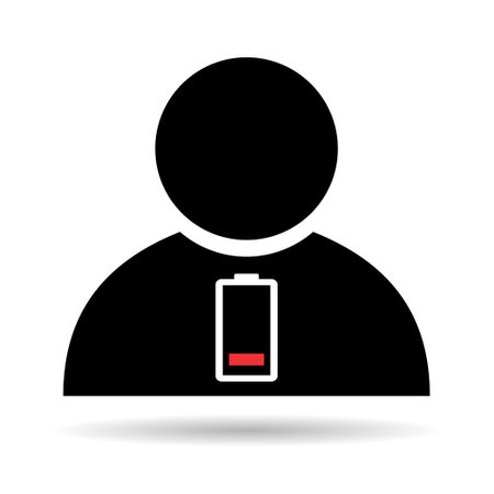 Tired man icon with shadow, sleep emotion tired sign, bored concept symbol, graphic vector illustration.のイラスト素材