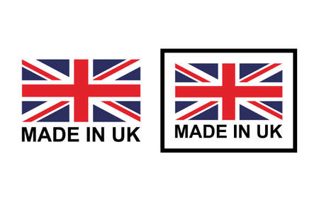 Set of Made in UK seal, product tag label sign, sticker quality stamp vector illustration.のイラスト素材
