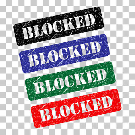 Set of Blocked stamp symbol, label sticker sign button, text banner vector illustration.のイラスト素材