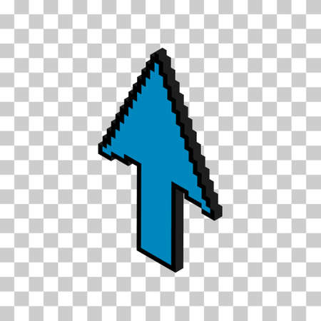 Arrow isometric pixel icon, web cursor click mouse symbol, computer pointer vector illustration.のイラスト素材