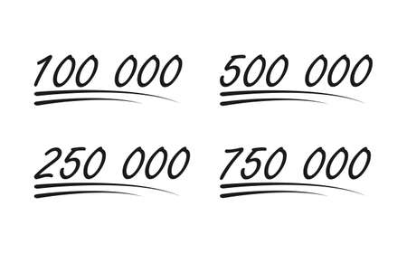 Set of Congratulation number lettering, Collection celebrate follower icon, web online post vector illustration.のイラスト素材