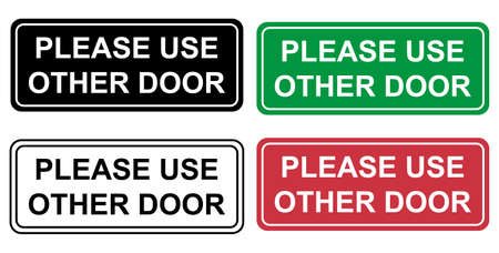 Set of Please use other door graphic icon, information label, notice text direction vector illustration.のイラスト素材