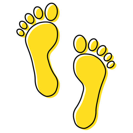 Foot print human sign, track walking design icon, outline vector illustration.のイラスト素材