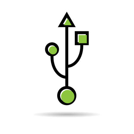 USB icon technology with shadow, connect device sign, electronic portable symbol, vector illustration media.のイラスト素材