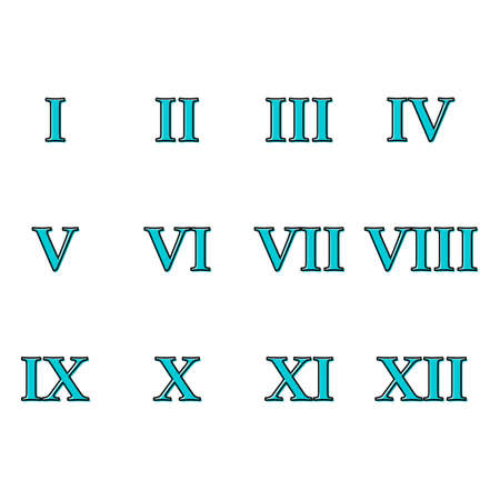 Set of roman numeral number icon, letter typography style sign, mathematics alphabet icon vector illustration.のイラスト素材