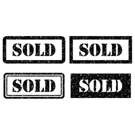 Set of Sold out stamp symbol, label sticker sign button, text banner vector illustration.のイラスト素材