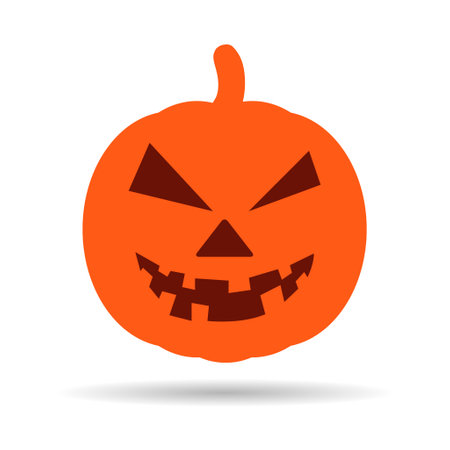 Pumpkin Halloween icon vector shadow. October celebration flat silhouette illustration isolated design.のイラスト素材