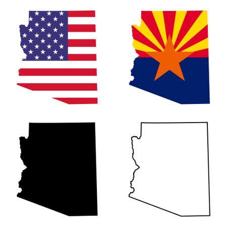 Set of Arizona map shape, united states of america. Flat concept icon symbol vector illustration.のイラスト素材