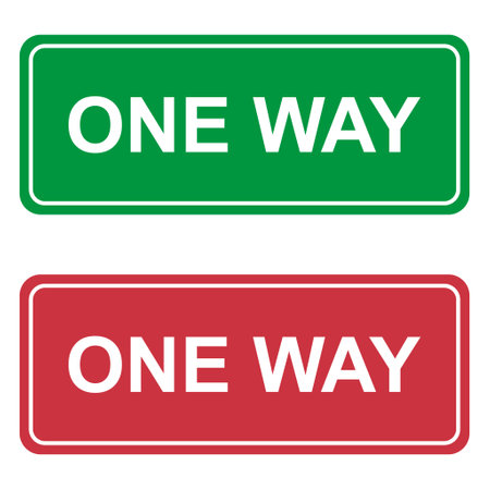 Set of One way caution icon, safety health button, covid virus warning vector illustration.のイラスト素材