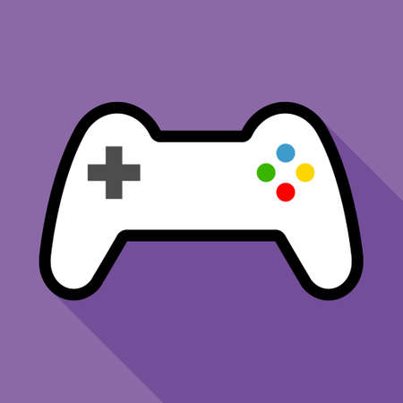 Console gaming gamepad icon, joystick gadget technology button vector illustration, play fun game.のイラスト素材