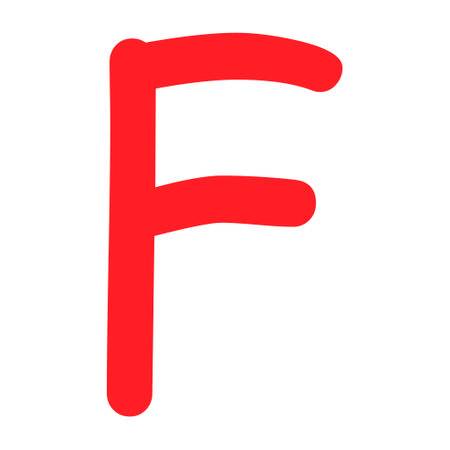 Grade result F. Hand drawn icon in red color. Test exam mark report vector illustration.のイラスト素材