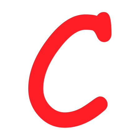 Grade result C. Hand drawn icon in red color. Test exam mark report vector illustration.のイラスト素材