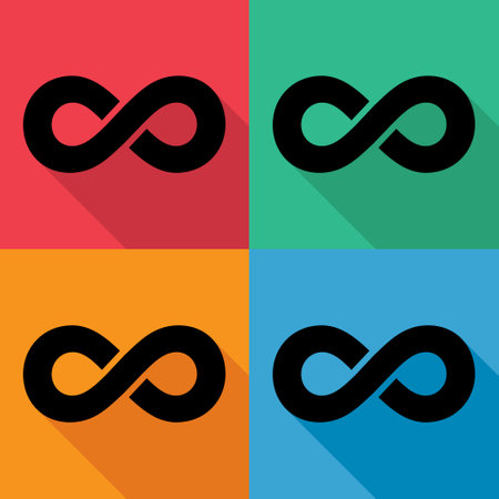 Set of Infinity geometric icon, mathematical tattoo symbol, endless abstract shape vector illustration modern sign.のイラスト素材