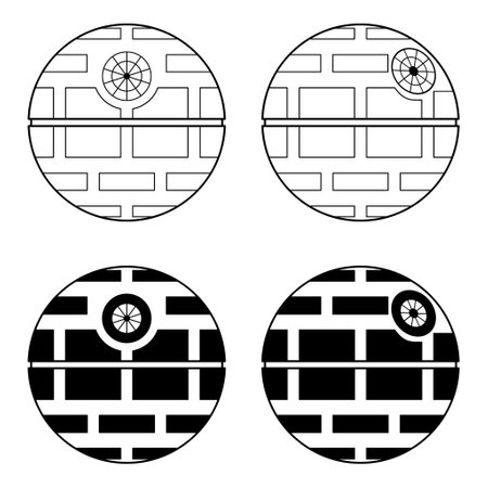 Set of icon, mobile space station symbol, circle galaxy planet vector illustration.のイラスト素材