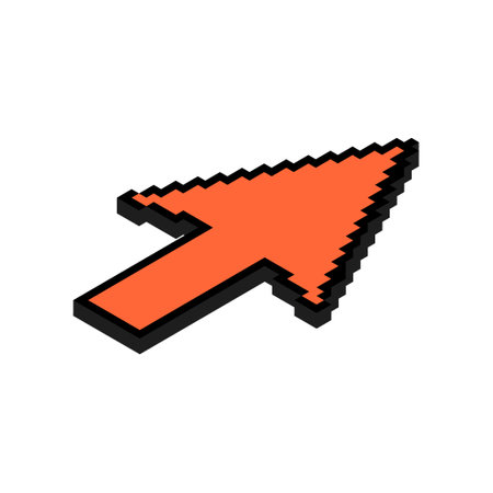 Arrow isometric pixel icon, web cursor click mouse symbol, computer pointer vector illustration.のイラスト素材