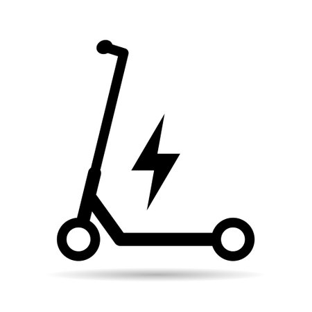 Electric scooter shadow icon, urban flat eco friendly transport, vehicle vector illustration.のイラスト素材