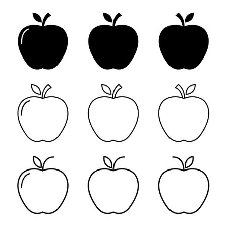 Set of Apple icon, healthy raw symbol, foot sweet fruit, vector illustration design, eco diet.のイラスト素材