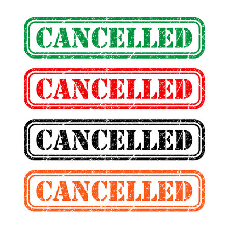 Set of Canceled stamp symbol, label sticker sign button, text banner vector illustration.のイラスト素材