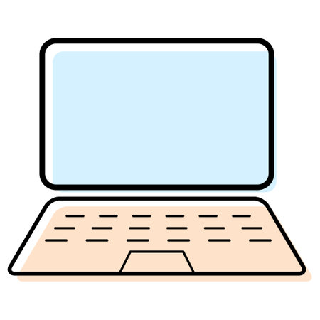Laptop flat web icon, notebook computer technology symbol, blank display vector illustration.のイラスト素材