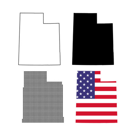 Set of Utah map shape, united states of america. Flat concept icon symbol vector illustration.のイラスト素材