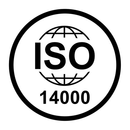 ISO 14000 icon. Environmental Management. Standard quality symbol. Vector button sign isolated on white background.のイラスト素材