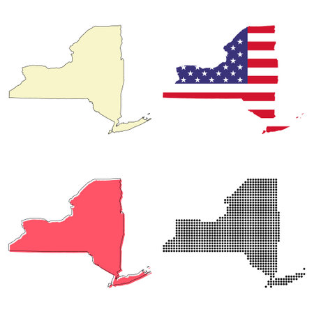 Set of New York map shape, united states america. Flat concept icon symbol vector illustration.のイラスト素材