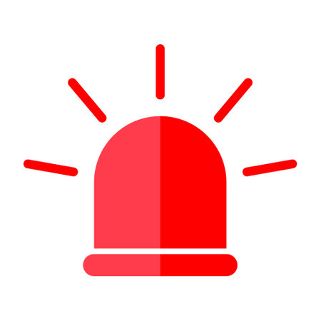 Siren fire alarm sign, signal danger light symbol, ambulance police alert vector illustration.のイラスト素材