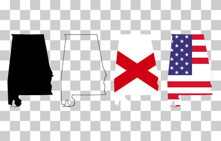 Set of Alabama shape, united states of america. Flat concept icon symbol vector illustration.のイラスト素材