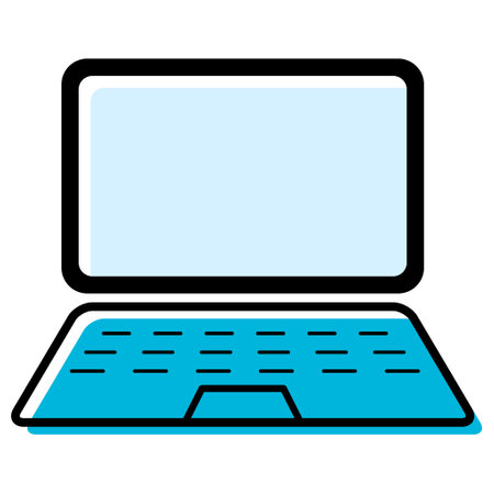 Laptop flat web icon, notebook computer technology symbol, blank display vector illustration.のイラスト素材