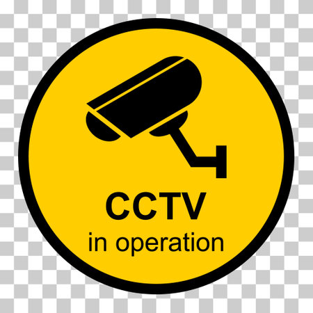 Closed circuit television camera icon, CCTV video protection alert, vector illustration.のイラスト素材