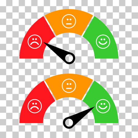 Set of customer satisfaction meter icon, graph rating measure business report vector illustration.のイラスト素材